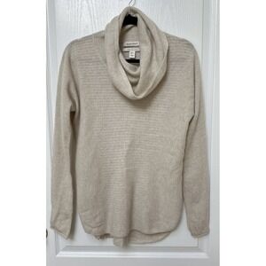 Ellen Tracy Size S 100% Cashmere Cowl Neck Textured Ivory Chest 39"
